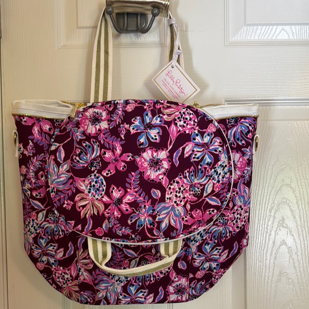 Lilli Pulitzer Floral Tropical deluxe wine carrier insulated tote